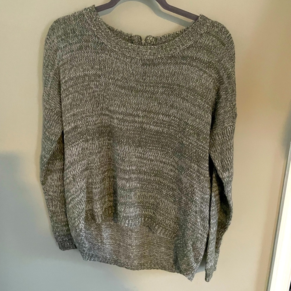 Green sweater high low